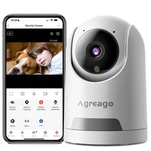 Pet/Baby Indoor Security Camera, 360 pan/tilt WiFi Security Camera with 2-Way Audio, Person & Pet Detection,  WiFi Baby & Pet Monitor, Color Night Vision, 24/7 Cloud & Free SD Card Local Storage