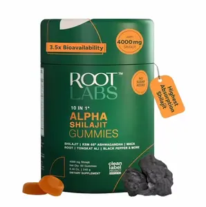 Root Labs Alpha 10-in-1 Shilajit Gummies 4000mg I Holiday Gift-Ready I Energy, Stamina & Focus| Zero Sugar I KSM-66 Ashwagandha, Tongkat Ali,Maca I Vegan | 60 Count