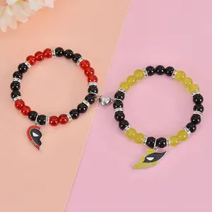 Deadpool 3 movie style natural stone crystal bead friendship bracelet, couple bracelet, handmade, suitable for various occasions.