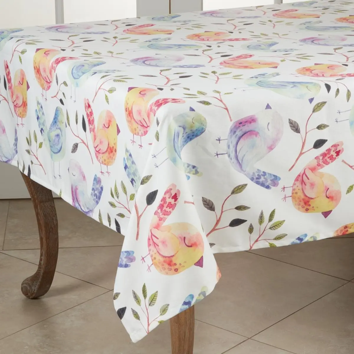SARO 2119.M55S 55 in. Square Flock of Birds Design Tablecloth
