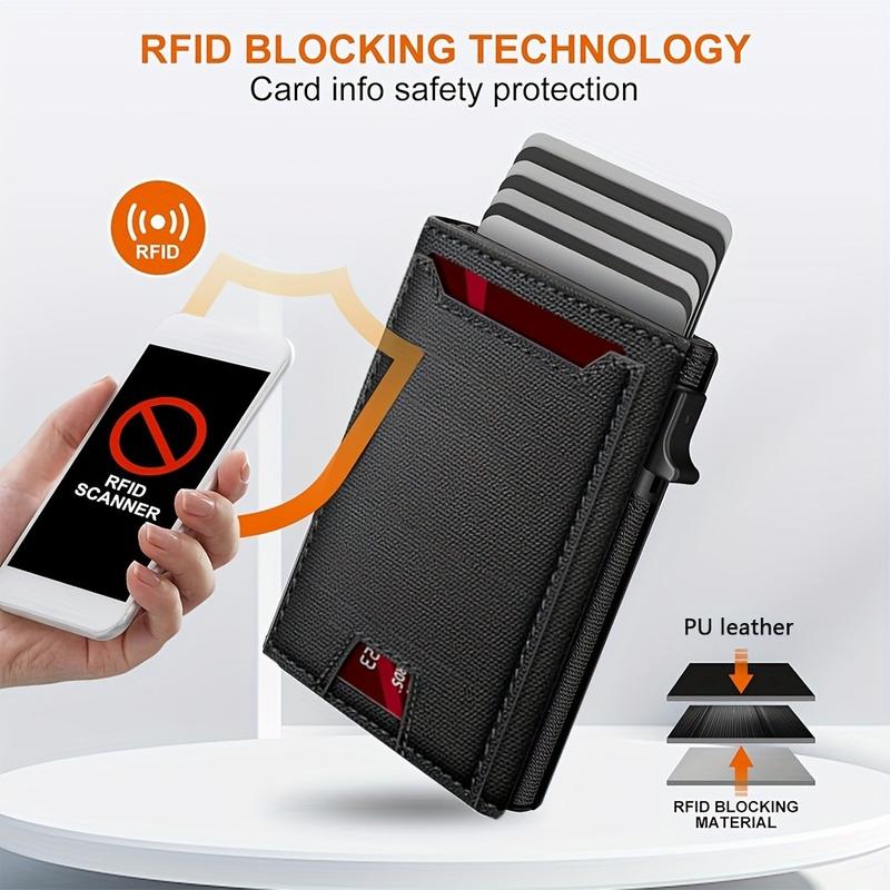 2025 New Men's Business Wallet with Multi-card Slots Magnetic Enclosure RFID Blocking Travel Card Holder Secure Card Pack