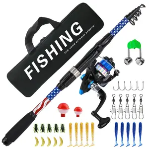 Complete Beginner Fishing Gear Set, American Style Compact Design, Anti-Slip Eva Handle, Stable Wheel Base, Ideal for Freshwater Fishing