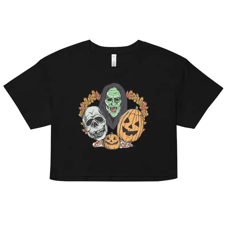Wear this Halloween creepy masks Women crop top Wear this Halloween creepy masks Women crop top