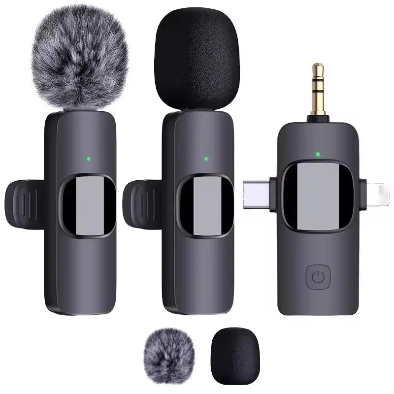 3-1 Wireless Microphone with Black Base, Connects via USB Cable, Includes 3-Piece Set with Bristles and Soft Coating