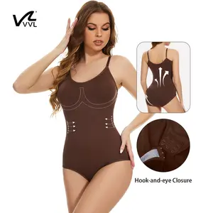 VVL Women's Sleeveless Adjustable Strap Minimalist Bodysuit – Black Ultra-Soft Full-Body Shaper, Perfect for Everyday Wear
