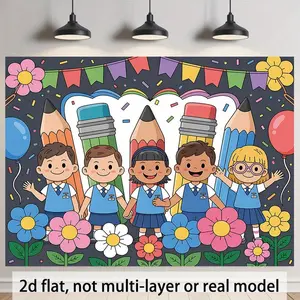 2D Flat - 2D Flat - A 2D Flat Banner, 1pc Designed for a Back to School Celebration, Serves As a Versatile Backdrop for Family Gatherings, Weddings, Birthdays, And Home Decor, Suitable for