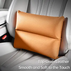Leather Waist Pillow Cushion, Dual-Sided Use, 9.9x13.8cm Biocotton Sheepskin Velvet, Car Driver Seat, Office Nap Support