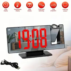 Projection Digital Alarm Clock, Digital Smart Clock With 180 ° Rotatable Projector, 3-level Brightness Dimmer, Transparent LED Color Display Screen, Suitable For Office, Home, Digital Projection Alarm Clock, Projector On Ceiling Wall Digital Clock