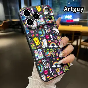 Straight Edge TPU Phone Case for iPhone 17 15 16 14 Pro Max 13 12 11 XR XS Plus Air E Whimsical Fantasy Menagerie Pattern Drop Protection Shockproof Soft Liquid Silicone Smartphone Cover