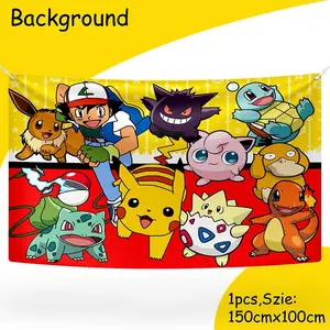 Cute Pocket Monster Party Backdrop | Vibrant Yellow Electric Themed Photo Booth Background for Kids#CuteCharacterBanner #PartyBackground #TikTokMadeMeBuyIt #BoysPartyIdeas