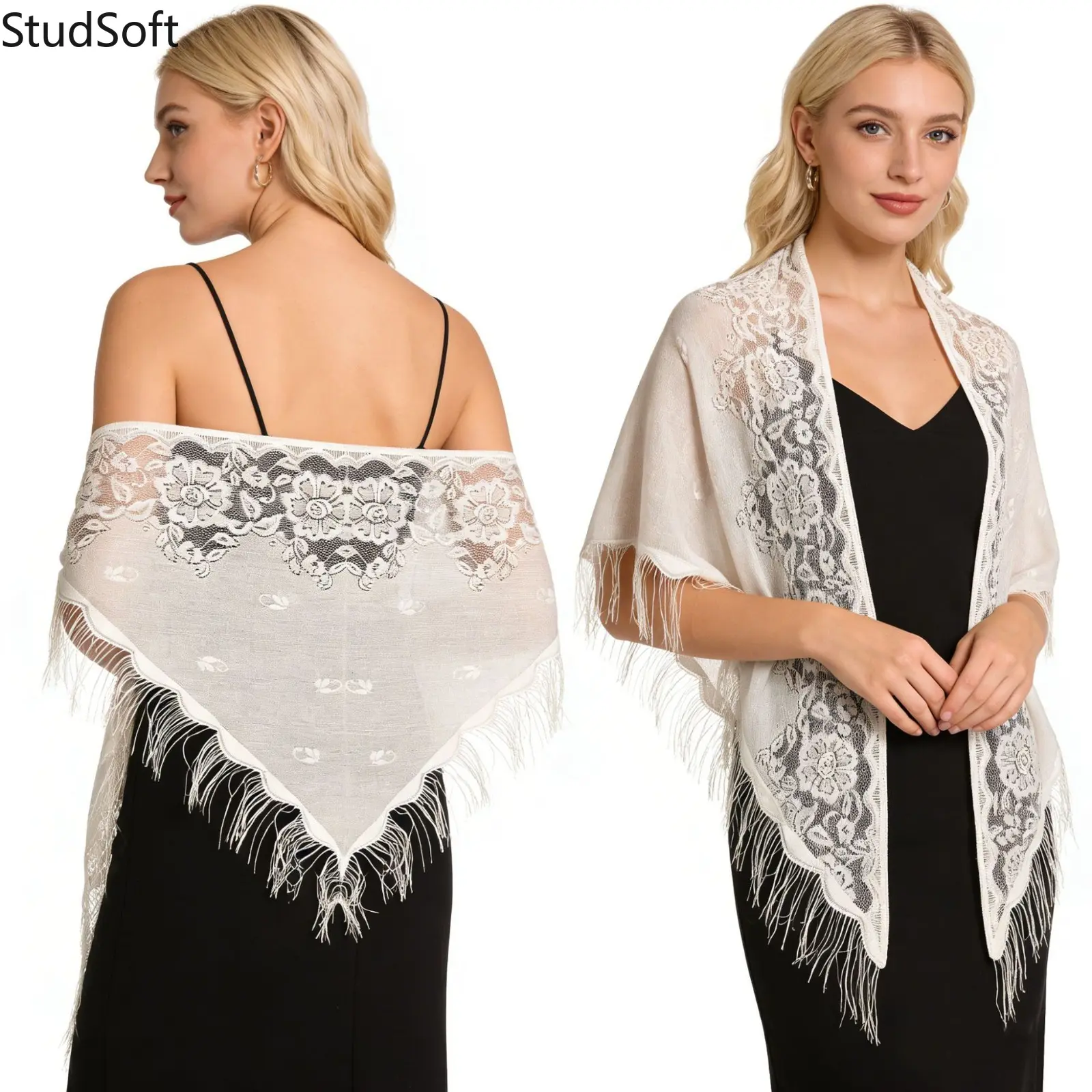 Floral Lace Shawl for Women, Elegant Triangular Fashion Wrap for Bridal, Weddings and Formal Occasions, Multifunctional Lace Scarf, Female, Boho Floral Shawl, Bridal Wear