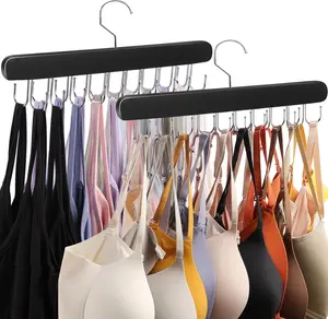 2 Pack Tank Top Hanger, 40 Hooks Large Capacity Bra Hanger for Closet Organizers & Storage, Bra Organizer Closet, Tank Top Hangers Space Saving for Sports Bras, Tank Top (Black, 2 Pack)