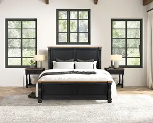 Neue Mills Modern Farmhouse Platform Bed Two-Tone Wood Storage By FOA
