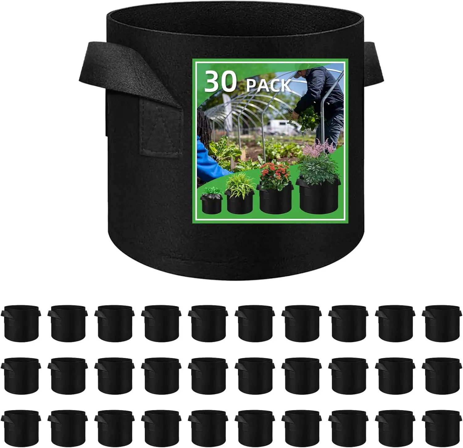 30 Pack 10 Gallon Grow Bags, Breathable Felt Non-Woven Aeration Fabric Grow  Pots, Garden Planting Containers for Vegetable Flower Grow Bags with  Handles (15.7x11.8inch) - TikTok Shop