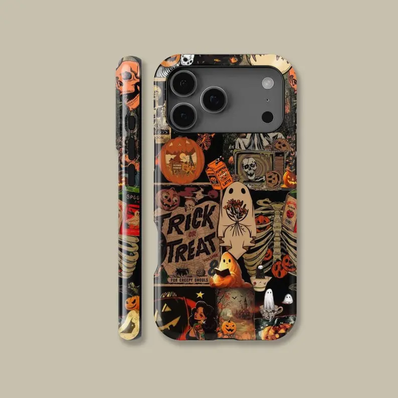 Spooky Halloween Ghost Collage Design MagSafe Cover IP 11 12 13 14 15 16 17 Pro, Plus, Promax, S21,22,23,24,25 Ultra, Tough Case, Magsafe Case