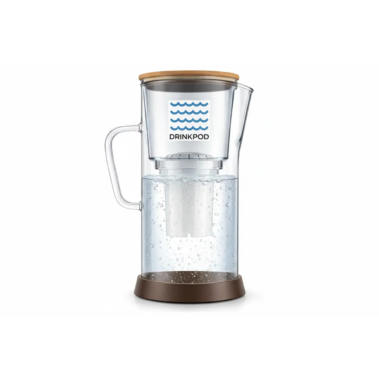 Drinkpod pH Restore 3.5L Glass Alkaline Water Pitcher - Long Lasting Water Filter Pitcher with Multi-Stage Filtration System - Glass Water Jug for High pH, Pure Drinking Water