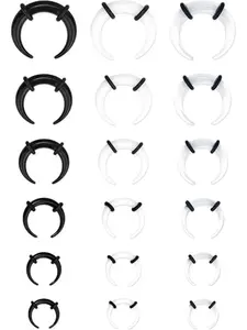 Septum Pinchers Tapers Rings, Nose Rings Hoops, Acrylic Stainless Steel Internally Threaded Spike Horseshoe Barbells, Nose Ear Cartilage Stretching Kit for Women Men