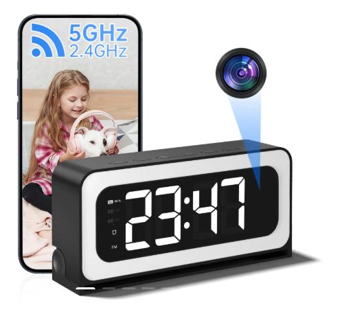 Smart Digital Clock Camera with Dual Band WiFi (5GHz & 2.4GHz) | Home Security & Real-Time Monitoring System