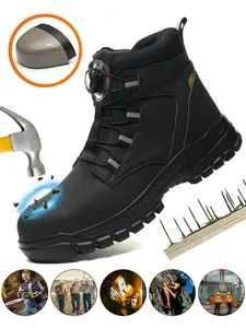 Men's Steel Toe Cap Work Shoes, Breathable Comfortable Safety Shoes, Non-slip Safety Shoes for Outdoor Work