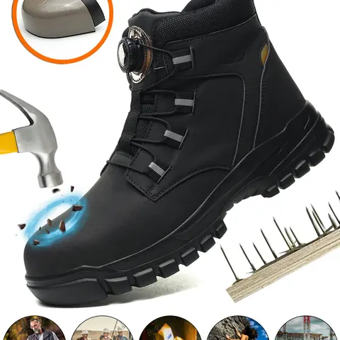 Men's Steel Toe Cap Work Shoes, Breathable Comfortable Safety Shoes, Non-slip Safety Shoes for Outdoor Work