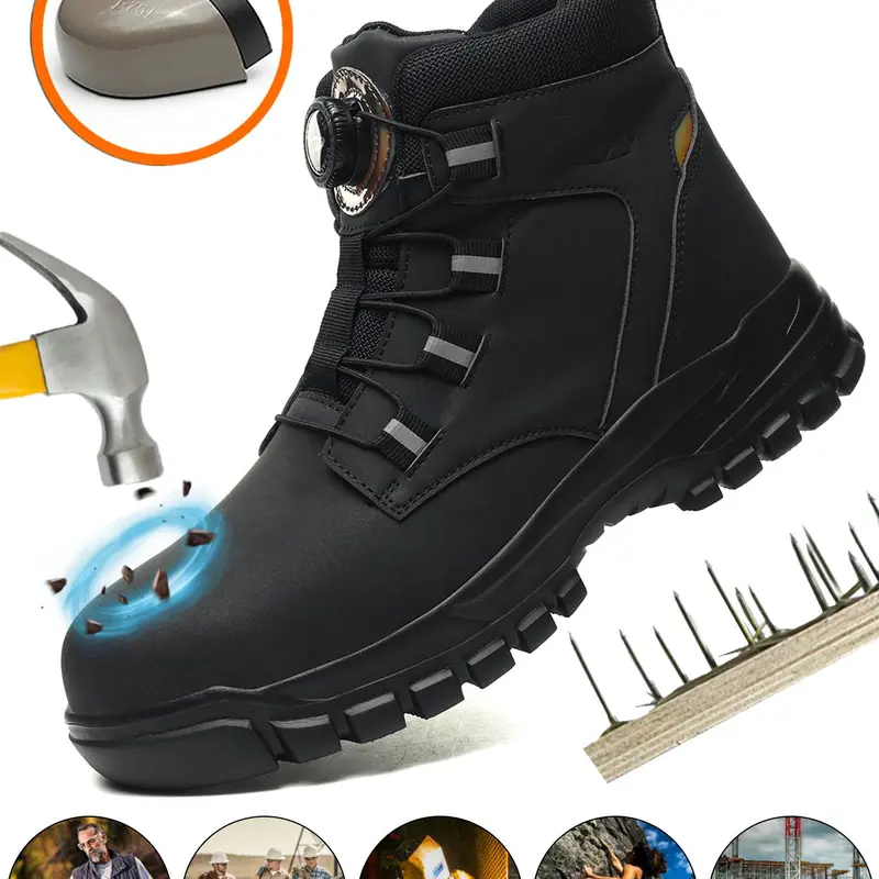 Men's Steel Toe Cap Work Shoes, Breathable Comfortable Safety Shoes, Non-slip Safety Shoes for Outdoor Work