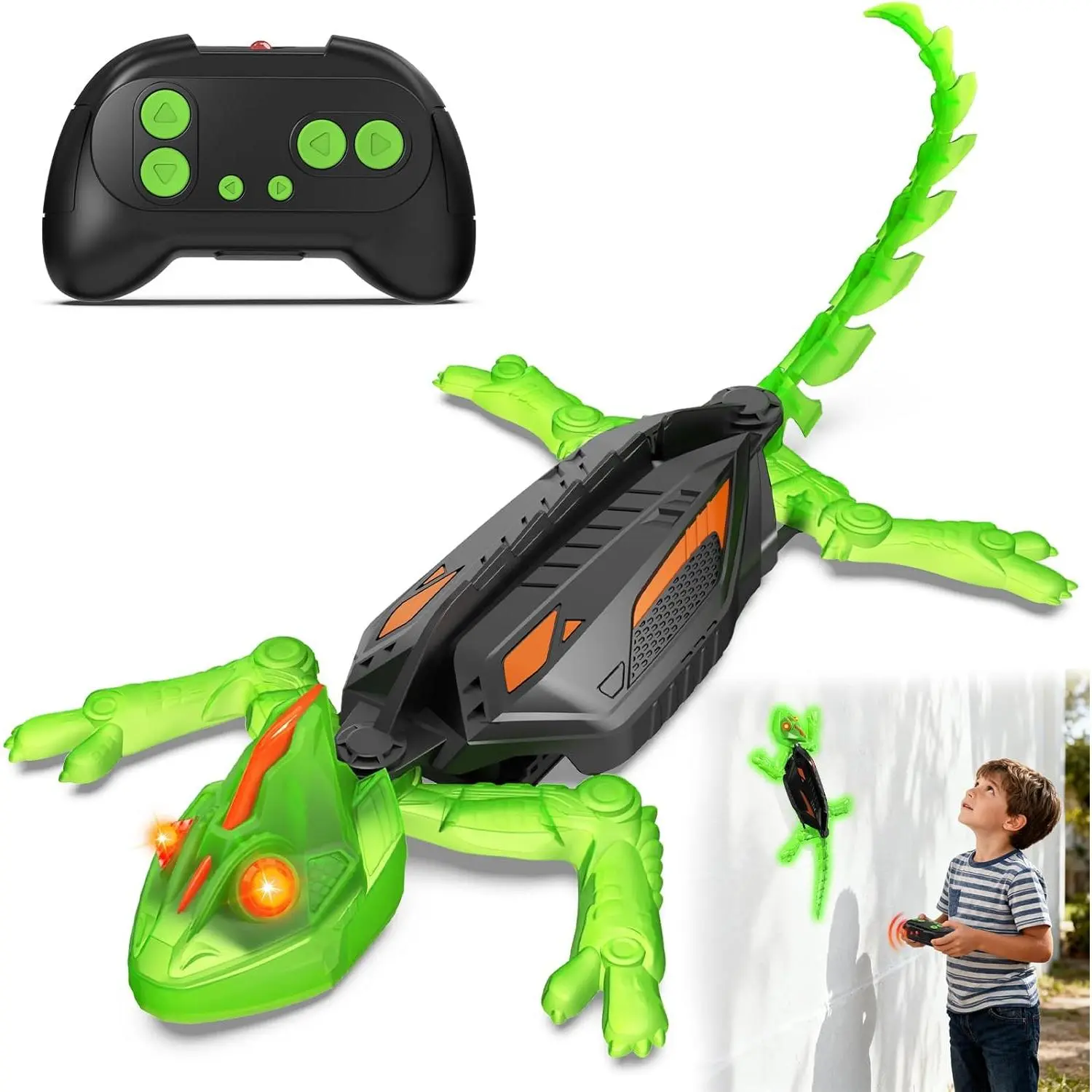 Rechargeable Wall-Climbing Remote Control Robot Toy for Unisex Kids Aged 3+, with LED Lights Eyes, 360-Degree Rotation, Double-Sided Crawling, Rechargeable Battery, Halloween Gift (Toys & Hobbies Electric Remote Control Robots)