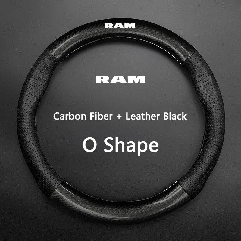 Carbon Fiber Leather Car Steering Wheel Cover, Breathable Anti Slip, Durable, Automotive, for Dodge Srt RAM Journey Charger Challenger Caliber Durang, Auto Accessories