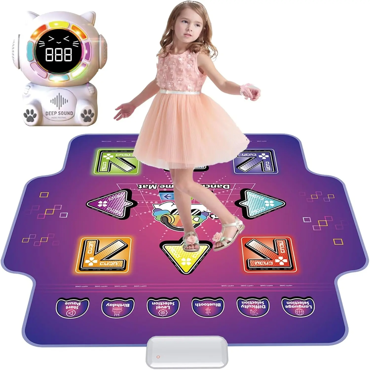 Dance Mat for Kids: Rechargeable Dance Mat with Cordless Bluetooth, Light Up Electronic Dance Pad Kids Toys Exercise Dancing Games, Ideal Christmas Birthday Toys for Children 3-12