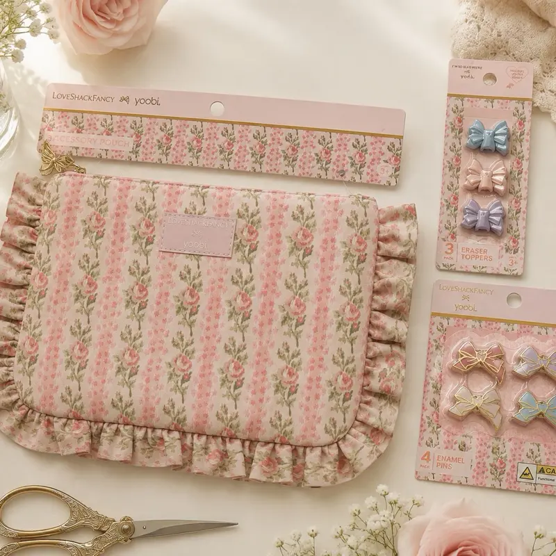 LoveShackFancy Yoobi Singature Pink Blooming Heirloom & Bows 3pc Bundle