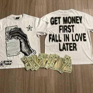 Graphic “Get Money” t shirt casual crew neck plain fashion