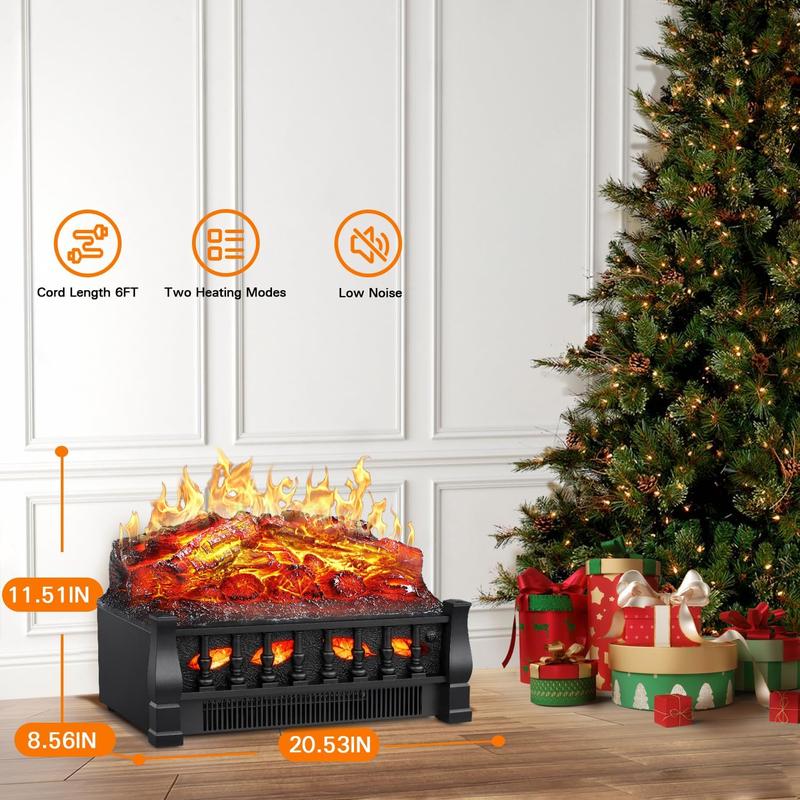 R.W.FLAME Electric Fireplace Insert Log Heater 21",750W/1500W Adjustable 5 Flame Brightness&Speed, Fireplace Insert with Realistic Ember Bed&Traditional Brown Log,Overheat Protection&Remote Control R.W.FLAME Electric Fireplace Insert Log Heater 21",750W/1500W Adjustable 5 Flame Brightness&Speed, Fireplace Insert with Realistic Ember Bed&Traditional Brown Log,Overheat Protection&Remote Control