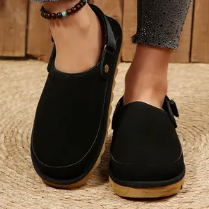 Women's Retro Sandals Convertible Suede Clogs Comfortable Lace-Up Non-Slip Platform Mules Indoor Outdoor Shoes Springfresh