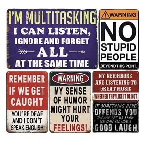 Funny Sarcasm Vintage Metal Tin Signs - 6pcs Set, Retro Wall Art Decor, 8X12Inch, Multicolor, Farmhouse Home Decor, Gift for Iron Collectors