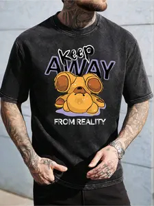 Mens Pure - Black T-Shirt: Escape Reality: Mens Black Tee with Bold Gas Mask Design - Premium