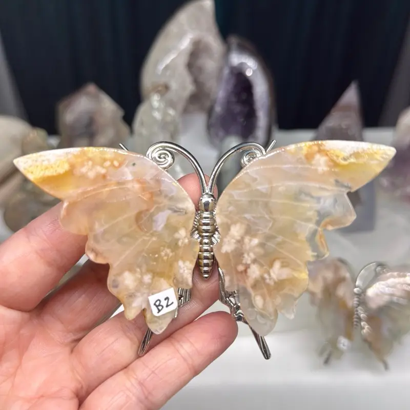 Flower Agate Butterfly (D25) carving