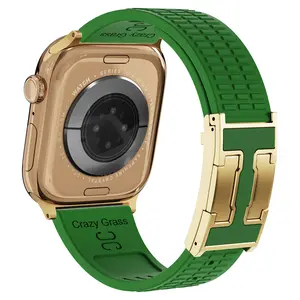 CRAZYGRASS Magnetic Silicone Strap for Women Leather Watch Band 38mm/40mm/41mm/42mm/44mm/45mm/46mm/49mm Square Smartwatch Compatible with Smartwatch 9/8/7/6/5/4/3/2/1/SE/SE2 Breathable Waterproof [WATCH NOT INCLUDED] FallFreshness Wearable