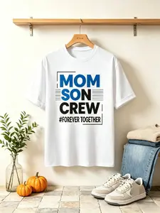 Mom Son Crew Forever Together T-Shirt | Family Matching Graphic Tee | Casual Mom & Son Matching Top for Men Women