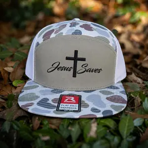 Jesus Saves Embroidered Trucker Hat Christian Camo Snapback Cross Faith Cap Religious Outdoor Gift for Men Women