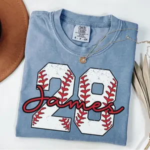 Custom Baseball Number Shirt, Comfort Colors Baseball Tee, Personalized Baseball Player Shirt, Baseball Fan Gift, Sports Mom tee, Game Day