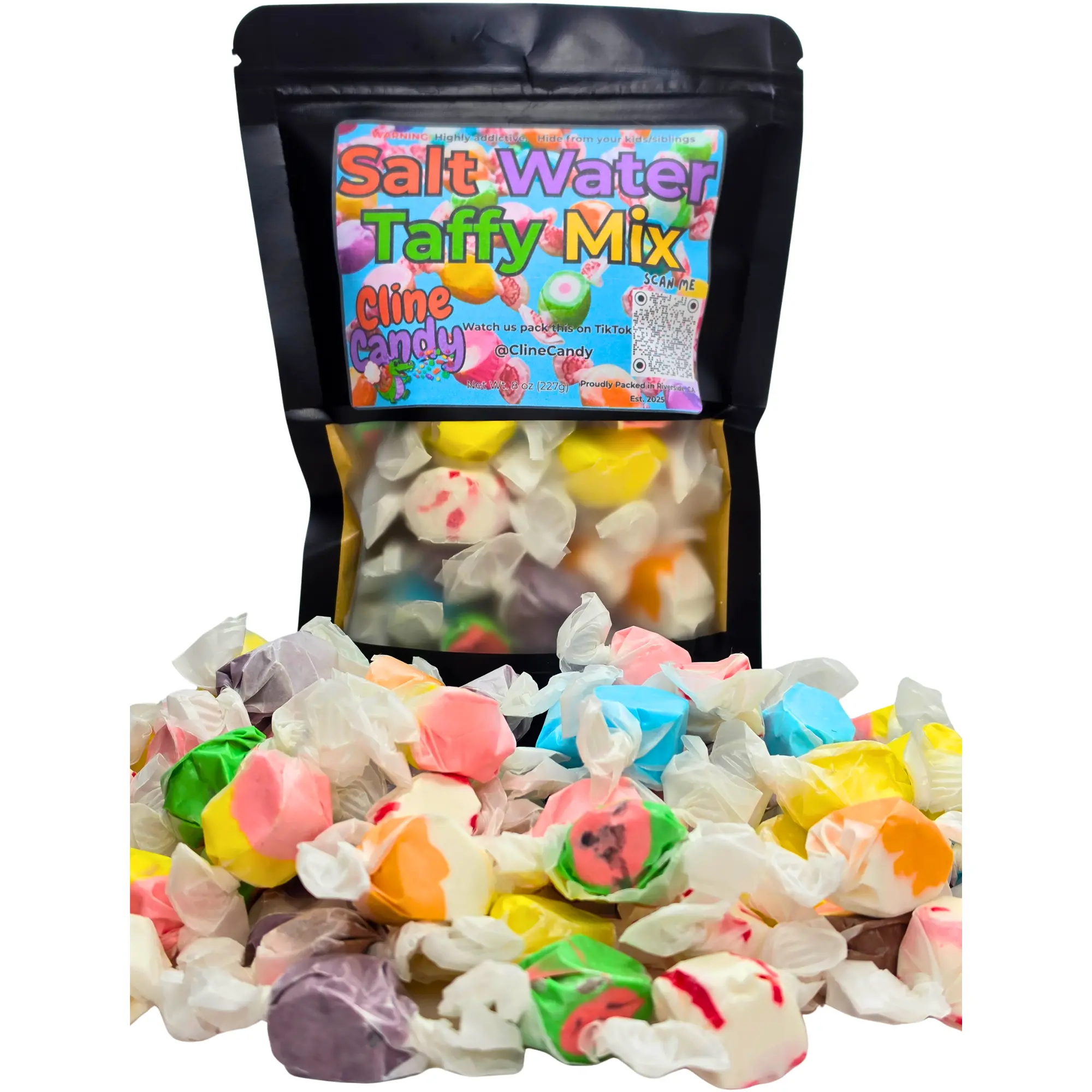 Salt Water Taffy Mix - Assorted Flavors Bulk Candy - Soft Chewy Taffy Variety Bag 1/2lb & 1lb, Bulk Bag, Half Pound