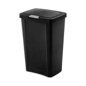 Sterilite 13 Gallon TouchTop Wastebasket with Titanium Latch, Black (12 Pack)