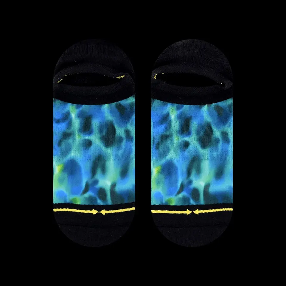 Turquoise Water Color No Show Sock With Art By Daniel Jean-Baptiste