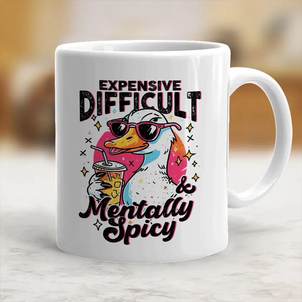 Stylish Ceramic Iced Coffee Mug, Funny Goose Themed Beverage Cup for Mentally Stimulating, Challenging Drink Moments - scs13296, Printed, Washable