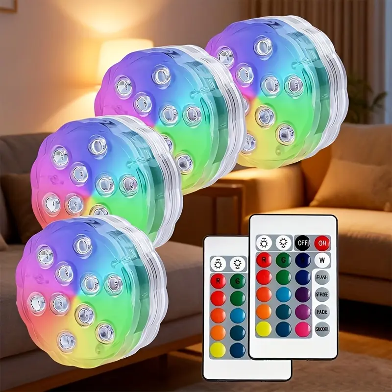 LED Lights Underwater Lights, Pool Lights, Pool Lights for Above Ground Pool, IP68 Outdoor Underwater Night Lights, Multi Color Lights Suitable for Bathtub, Garden, Pond, Fountain, Spa, Halloween Party Decoration Lawn Swimming Pool Supplies