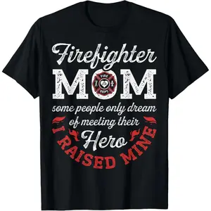 Summer Short Sleeves Firefighter Mom Mother's Day Thin Red Line Firefighting T-Shirt