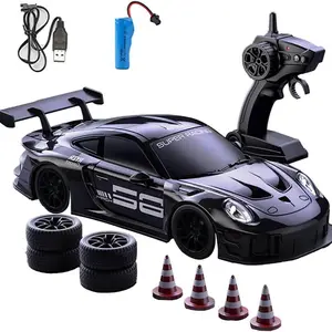 RC Drift Car, 1:24 4WD Remote Control Cars Vehicle with LED Light,2.4GHz 20KM/H High Speed RC Cars with Two Batteries & Drifting Tires Racing Sport Toy for Adults Boys Girls Kids
