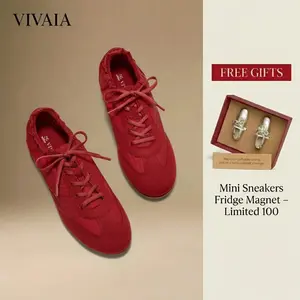 VIVAIA Women's Re-Nylon Jogger Style with 2 Lace Sneakerina Sneakers, Ballet Flats Suede-Like Integrated Insole Lightweight, Machine Washable,Arch Support 70s Retro Chic , City Walking ,Travel Essential (YANCY), SpringStatements, SpringFresh