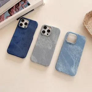 A Minimalist Denim-Textured Fabric Phone Case with Large Holes And a Matte Finish, Compatible with for iphone 17 Air/16/15/14/13/12 Pro Max, 17, 14, 15, 16 Plus, And 11. It Offers Lightweight Protection Against Yellowing And Fading