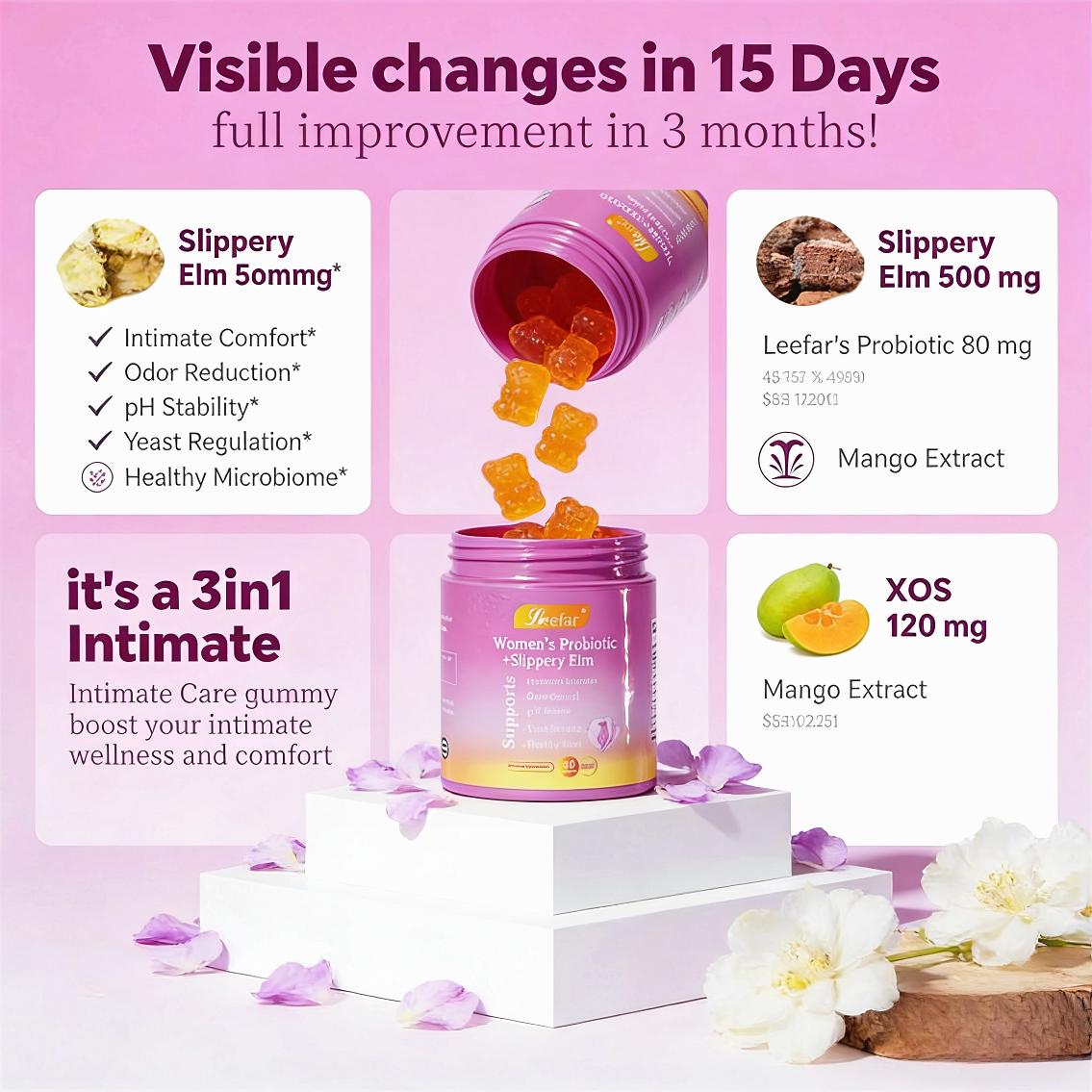 Dryness Support – Great-Tasting Hawaiian Pineapple Gummies, Convenient Once-Daily, 60 Count for 30 Days Her Juicy All-in-One Feminine Probiotics – Slippery Elm, Prebiotics & Lactobacillus Probiotic Complex for Women’s pH Balance, Intimate Moisture Dryness Support – Great-Tasting Hawaiian Pineapple Gummies, Convenient Once-Daily, 60 Count for 30 Days Her Juicy All-in-One Feminine Probiotics – Slippery Elm, Prebiotics & Lactobacillus Probiotic Complex for Women’s pH Balance, Intimate Moisture