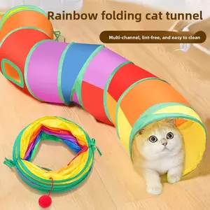 Rainbow direct cat tunnel self-entertainment educational cat toy foldable cat tunnel